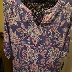 NWT Ellen Tracy V-Neck Women's Nightgown Sz Sm In Purple & Pink Paisley Print
